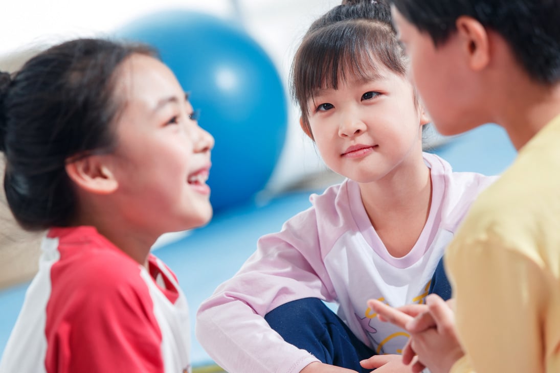 Oriental children happy talk